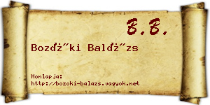 Bozóki Balázs névjegykártya